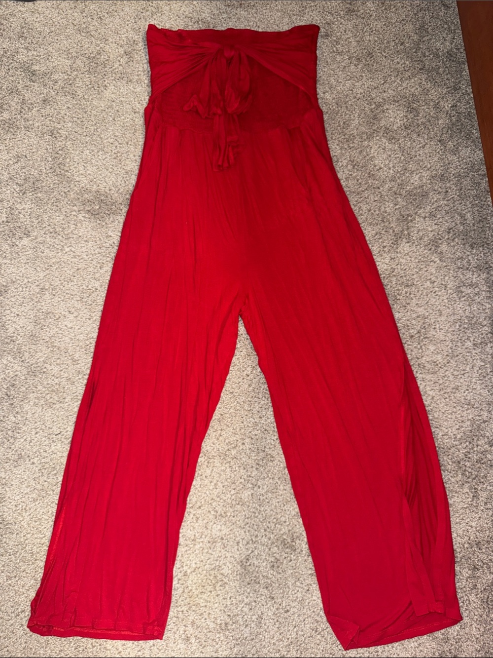 Venus Red Strapless Jumpsuit
